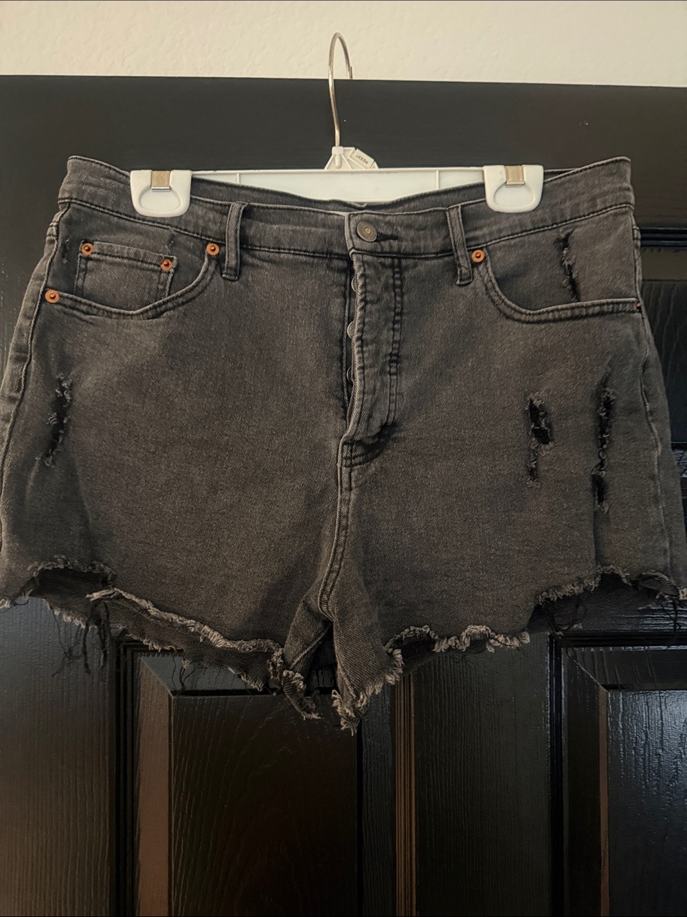 Jessica Simpson Washed Black Distressed Denim Shorts